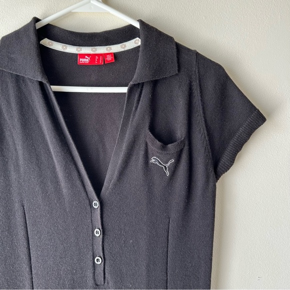 Puma Golf Modest Midi Knee Length Ribbed Knit Black Short Sleeve Dress M - Picture 6 of 13